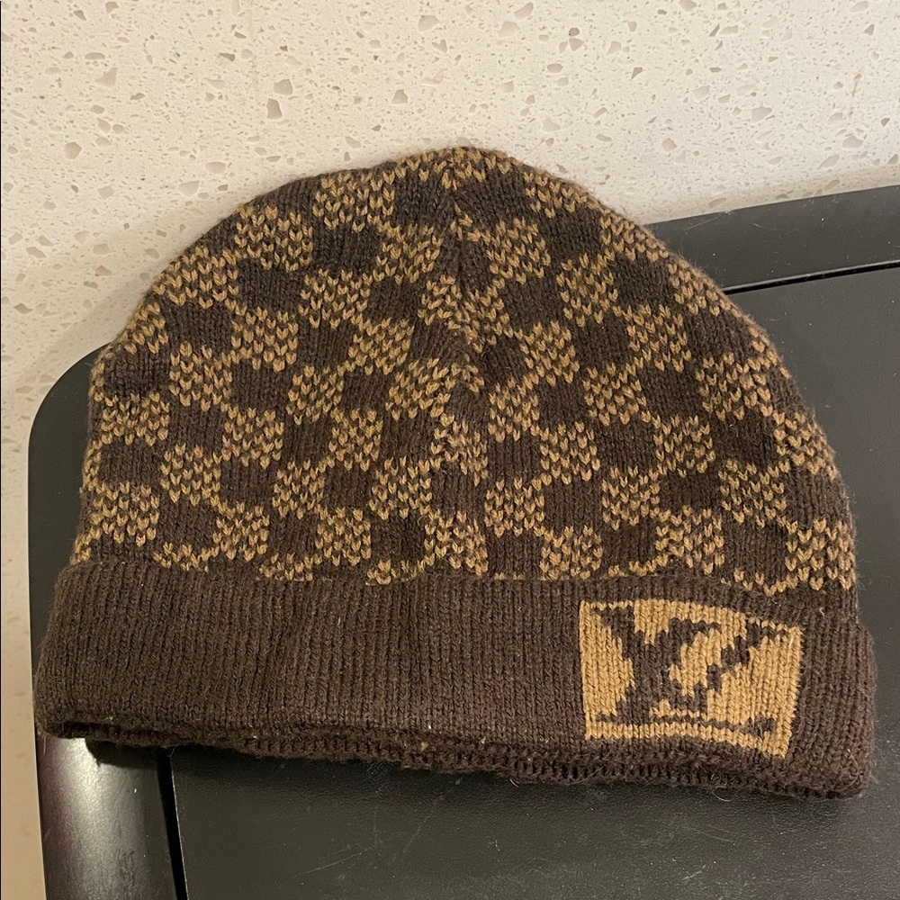 Louis Vuitton Dark Brown and Light Brown Checkered Beanie